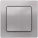 Systeme Electric AtlasDesign Алюминий Выключатель 2-клавишный сх.5, 10АХ, в сборе