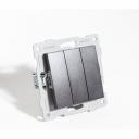 Выключатель трехклавишный, 10А, 220-250V (антрацит) используется для управления несколькими контурами освещения из одной точки.Применяется для скрытого монтажа в стены в подрозетник или накладную монтажную коробку глубиной не менее 40мм. Надежный винтовой зажим проводов. Универсальный монтаж: на винтах в стандартный подрозетник или использование фиксирующих лапок.