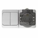 Блок выключатель и розетка Systeme Electric Этюд двухклавишный накладной серый (BPA16-242C)