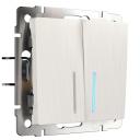 Выключатель встраиваемый двухклавишный с подсветкой (перламутровый рифленый) Werkel W1120113 (a051186)