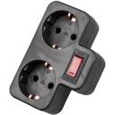 Разветвитель сетевой с выключателем, с/з. 2 гнезда. 16А, 3500Вт. Черный Uniel Сетевые разветвители S-GES2-16PB BLACK