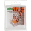 Клемма WAGO 221-413, 6 шт., блистер, прозрачный/оранжевый