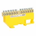 Шина STEKKER "n" на изоляторе 6x9 на din-рейку 12 выводов, желтый, ld555-69-12, 49548