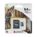 Kingston Canvas Go Plus, microSDXC, 64 гб, UHS-I U3, 170 Мб/с, класс 10