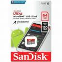 Карты Micro SecureDigital Sandisk Micro SecureDigital 64GB Ultra Class 10, UHS-I, R 140 МБ/с, <> без адаптера SD [SDSQUAB-064G-GN6MN]