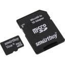 Карта памяти MicroSD 16GB Smart Buy Class 10 +SD адаптер