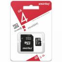 micro SDHC карта памяти Smartbuy 4GB Class 4 (с адаптером SD), цена за 1 шт