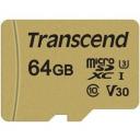 Карта памяти Transcend 64GB microSDXC Class 10 UHS-I U3 V30 R95, W60MB/s with adapter (TS64GUSD500S)