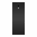 Умный двухкамерный холодильник высотой 185 см с инверторным компрессором и сенсорным управлением предназначен для хранения любого типа продуктов. Корпус черного цвета имеет ширину 70 см и выполнен из металла. Фасад двери сделан из полированной нержавеющей стали. Внутренняя часть выполнена из антибактериального белого пластика легкой очистки. Предусмотрена возможность перенавешивания двери. В холодильной камере (полезный объем 336 л) находятся: 4 стеклянных полки с металлической окантовкой Одна корзина для фруктов и овощей 4 боковые полки на дверце Решетка для бутылок 2 лотка для яиц В морозильной камере (полезный объем 117 л): 3 выдвижных ящика Формочка для льда Дисплей с сенсорным управлением находится на передней панели холодильника. Пользователь может активировать: Выбор температуры холодильника (+2°C до +8°C) Выбор температуры морозилки (-16°C до -24°C Функцию «Быстрая заморозка» Функцию «Быстрая охлаждение» Функцию «Отпуск» Функцию «Смарт» Система охлаждения всего холодильника - Total No Frost. Это инновационная разработка, при которой холодный сухой воздух равномерно распределяется при помощи вентилятора по всей камере. Благодаря этому на продуктах и внутренних поверхностях прибора не образовывается иней. Теперь вам никогда не придется размораживать холодильник. Климатический класс холодильника - ST. Это указывает на то, что он выполняет свои функции при температуре окружающей среды от +16°C до +38°С. Уровень шума при работе компрессора составляет всего 42 Дб, что позволяет устанавливать его в кухне-гостиной. Класс энергопотребления: A++.  