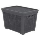 Плетеная корзина для хранения с крышкой "Лён" на 22 литра / 400*284*264 / Цвет Графит