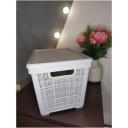 Плетеная корзина для хранения с крышкой "Лён" на 22 литра / 400*284*264 / Цвет светло-серый