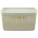 Коробка бязь с крышкой 28х28х14см 8 л белый ротанг