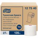 Бумага туалетная Tork Mid-size Universal в рулонах, T6, 1 слой, 135м, 27 рулонов