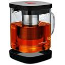 Чайник заварочный из жаропрочного стекла для заваривания чая и трав объемом 1,1 литра, квадратный с ситечком и подставкой, можно использовать на плите