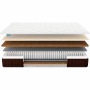 Комфортный двусторонний матрас Мега Лайт Хард Релакс обладает разной жёсткостью спальных поверхностей: высокой и выше среднего значения. Модель получила в свою основу усиленный независимый блок пружин, поэтому легко выдерживает большие весовые нагрузки до 130 кг на спальное место. Обе спальные поверхности изделия проложены массажной пеной и койрой кокоса. Сделано это для того, чтобы придать матрасу различные уровни жёсткости. Пена Массаж Фоам обладает специальной волнообразной резкой, благодаря которой оказывает на тело человека приятный массажный эффект. Наполнитель способствует более активной циркуляции лимфы и крови внутри тканей. В результате отдыхающий быстрее и глубже расслабляется, а качество сна значительно возрастает. В центре матраса расположился независимый блок S1000. Он включает около тысячи элементов на спальное место. Система отвечает за правильную ортопедическую поддержку человека. С помощью многочисленных пружин механизм адаптируется под нагрузку, а также специфику анатомии, создавая максимально комфортную и при этом правильную опору для спины. Чехол матраса также отвечает за комфортный и здоровый сон. Его спальная сторона выполнена из нежного трикотажа с объемной стежкой из ППУ и холлкону, обеспечивая максимальное удобство и адаптивность. Бурлет выполнен из прочной мебельной ткани коричневого цвета, простеганной на ППУ. Чехол не только защитит матрас, но и станет прекрасным дополнением к вашему интерьеру."