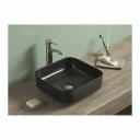 Раковина керамичеcкая накладная для установки на столешницуМонтаж смесителя на раковину не предусмотренДонный клапан преобретается отдельноБез готовых отверстий под смесительЦвет черный матовый