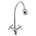 Смеситель для кухни Accoona A4871, двухвентильный, гибкий излив, силумин, хром