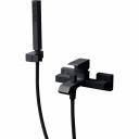 Смеситель для ванны и душа CEZARES однорычажный, в комплекте с ручным душем, шлангом и держателем, исполнение черный матовый PORTA-VM-NOP