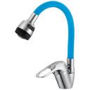 Смеситель для кухни с гибким изливом D-Lin хром/синий (D150628-6T)