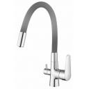 Смеситель для кухни ESKO CORAL (CL03GChr) с подключением к фильтру, серый/хром