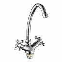 A4119-2 смеситель для кухни, H=251 мм хром цинковый сплав кранбуксы с керамическими пластинами 90° излив H=198 мм гибкая подводка: 450 мм в комплекте крепёж: гайка