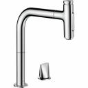 Кухонный смеситель Hansgrohe Metris Select M71 однорычажный, на 2 отверстия, с вытяжным изливом M7120-H200, хром 73819000