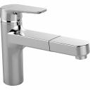 CERAPLAN III Смеситель для кухонной мойки с вытяжным изливом, монтаж IS-Fix - крепеж на центральной гайке M 33x1,5 с двумя блокирующими винтами (обеспечивает стабильную фиксацию смесителя), с пластиковой опорной пластиной для более стабильного монтажа на мойке из нержавеющей стали, литой излив, угол поворота 120°, аэратор Perlator, керамический картридж 35 мм с функцией HWTC (ограничение максимальной температуры горячей воды), металлическая рукоятка с индикаторами горячей / холодной воды, гибкая подводка G3/8" (2 шланга для подключения к водопроводу), укороченный гибкий шланг G3/8 и пластиковый соединительный шланг 1,5 м для подключения вытяжного излива.