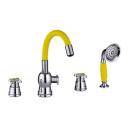 Смеситель для ванны с гибким изливом на 4 отверстия Potato (Потато) хром,желтый (P15325-10)