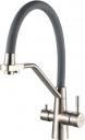 Смеситель для кухни РМС SUS127GY-016F-015 с гибким изливом, хром, серый