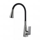 Смеситель для кухни с гибким изливом Shevanik S543T-3, оружейная сталь/черный