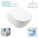 Подвесной безободковый унитаз с сиденьем микролифт Villeroy & Boch Subway 3.0 CeramicPlus 4670TSR1