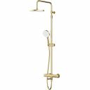 Новое прочтение культовой коллекции X-Joy. Еще больше инновационных решений для вашей ванной комнаты. Трендовые формы, технологичные материалы и продуманные детали, которые теперь доступны каждому. По самой привлекательной цене. Настоящее произведение ювелирного искусства в вашей ванной комнате: корпус душевой системы равномерно покрыт тончайшим слоем 24-каратного золота. Нанесение драгоценного финишного слоя выполнено методом вакуумного напыления, в процессе которого микрочастицы золота образуют стойкое соединений с латунной основой. Прочность эксклюзивного покрытия Everlast Gold сравнима с прочностью сапфира. Благодаря специально спроектированной эргономичной ручке вы можете управлять душевой системой даже с мыльными руками. Термостатический картридж с высокочувствительным термоэлементом и быстрой реакцией на изменения температуры или давления надежно защищает от ожога даже при внезапном отключении холодной воды. Телескопическая штанга с диапазоном регулировки 400 мм сделает процесс принятия душа удобным для людей любого роста. А благодаря увеличенным размерам тропического (220 мм) и ручного (120 мм) душей вы ощутите все преимущества использования дизайнерского продукта. Душевая система X-Joy была создана для того, чтобы радовать вас каждый день.