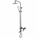 A52422 душевая стойка сатин смеситель: сталь SUS304, , картридж D=35 мм излив: L=118 мм, поворотный дивертор: 3-х ходовой с керамическими пластинами установочный комплект + штанга: сталь SUS304, H=830-1410 мм верхняя лейка: сталь SUS304, D=200 мм, антикальк ручная лейка: ABS пластик, D=112 мм, 3 режима, сатин/серый шланг: L=1500 мм, PVC, антитвист, серебристый