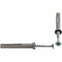 Область применения: сквозной монтаж кронштейнов, дверных коробок, оконных рам, кабельных каналов, обрешетки, гипсокартонных листов (ГКЛ), гипсоволокнистых листов (ГКЛ) и т.д. Материал применения: бетон, природный камень, полнотелый кирпич, газобетон. Материал: полипропилен, углеродистая сталь с цинковым покрытием. Особенности: для установки необходимо предварительно просверлить отверстие. Прочность крепежа достигается расклиниванием дюбеля в отверстии гвоздем в момент удара молотком. С помощью крестообразного шлица на головке гвоздя можно легко ослабить или усилить крепеж, демонтировать его. Более надежное крепление благодаря большой площади соприкосновения с прикрепляемой деталью. Установочный инструмент: ударная дрель или перфоратор; сверло (для дрели) или бур (для перфоратора) по бетону подходящего размера для установки конкретного размера крепежа в основание; ударный инструмент для забивания дюбеля — молоток.