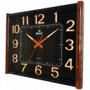 Часы настенные прямоугольные бесшумные с плавным ходом и светонакопителем Gastar 854 YG B тёмный циферблат размер 43х34см