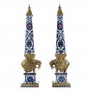Фигурка Glasar фарфоровая синий Обелиск с бронзовым слоном 67,31 см