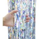 Ukid 2022 / Занавес для фотозоны / Дождик новогодний / Дождик, 100х200 см, серебро, голография