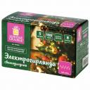 Упаковка 4 шт. Электрогирлянда-нить комнатная "Стандарт" 5 м, 100 LED, мультицветная, 220 V, контроллер, золотая сказка, 591099