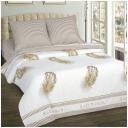 Комплект постельного белья АртПостель Прикосновение, 2-спальное с европростыней, поплин, белый/бежевый