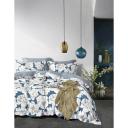 Постельное белье Asabella 100% тенсель люкс 2024-6 евро, синий с белыми пионами