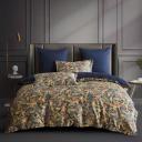 Комплект постельного белья евро Anabella Asabella пейсы на темно-синем, простыня темно-синяя