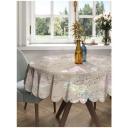 Круглая скатерть на кухонный и праздничный стол JoyArty "Цветочное поздравление" из сатена, диаметр 150 см