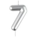 Свеча для торта с держателем MESHU "Цифра 7", 6см, серебряная