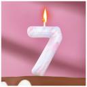 Свеча в торт "Белый мрамор", цифра "7", 8 см