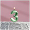 Свеча в торт на шпажке «?Грань», цифра "3", изумруд, 5 х 3.5 см