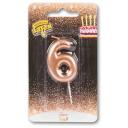 Свеча -цифра "6" Розовое золото 4,5см