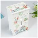 Шкатулка для украшений 2 ящика «Комод. Эйфелева башня и суккуленты», дерево, 18.5x7.5x11.8 см