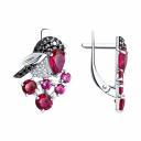 Серьги SOKOLOV из серебра с красными корунд (синт.) и бесцветными, красными и чёрными фианитами 94022616