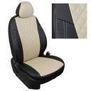 Авточехлы Автопилот Hyundai Solaris II Sd / Kia Rio IV Sd/Hb (X-Line) (40/60) с 17г. , Экокожа Ромб, Черный + Бежевый.