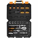 Набор инструментов для авто в кейсе DEKO DKMT72-1 (72 предмета) предназначен для обслуживания автомобилей, а также подойдет для проведения ремонта бытовых конструкций, садовой техники дома и на даче. Все инструменты набора выполнены из стали, что обеспечивает их долгий срок службы.